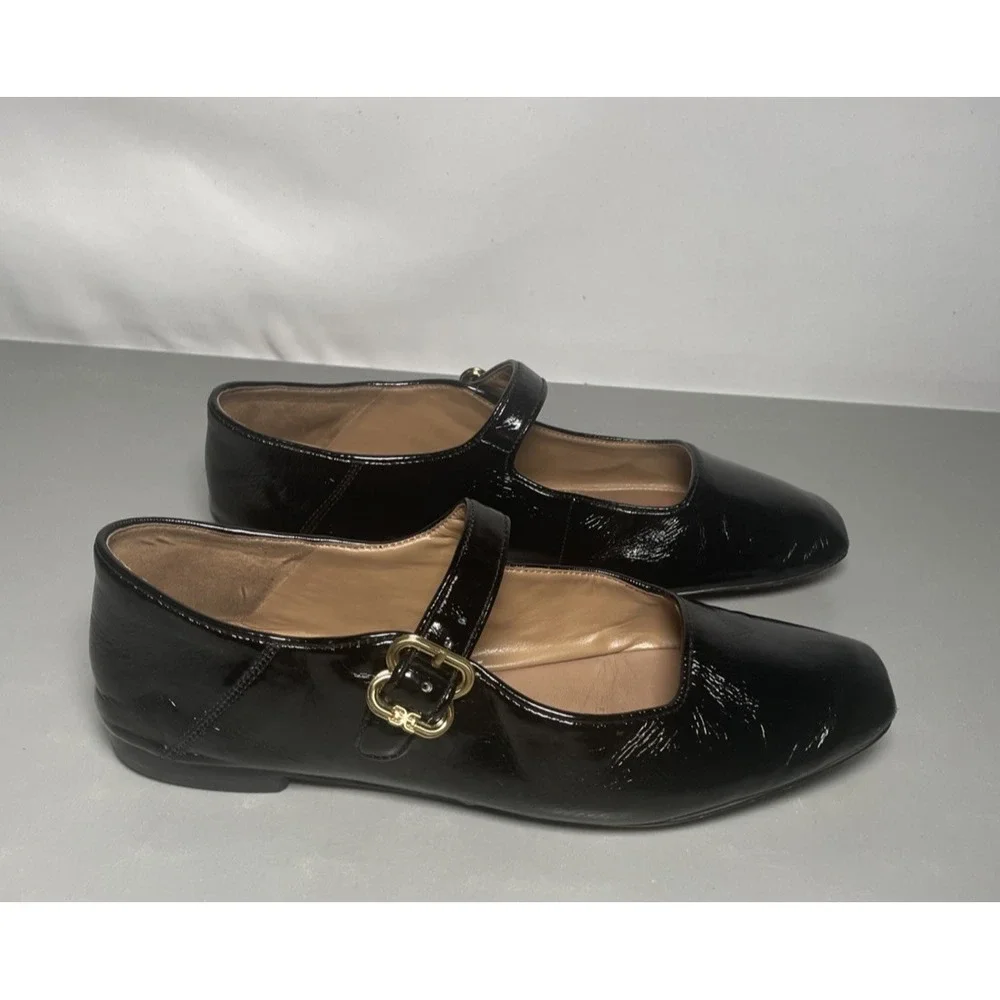Sam Edelman Michaela Patent Leather Mary Jane Square Toe Flats Size 8.5 M - Picture 1 of 8